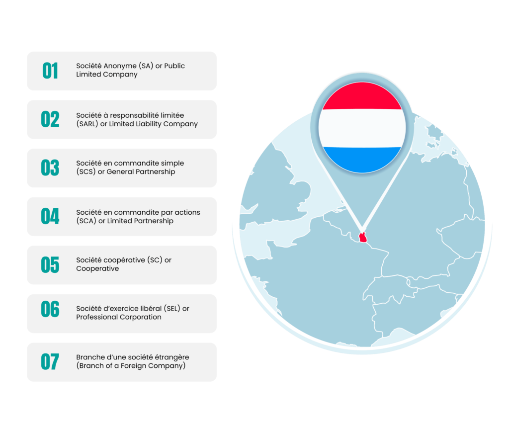 types of business entities for company registration in luxembourrg