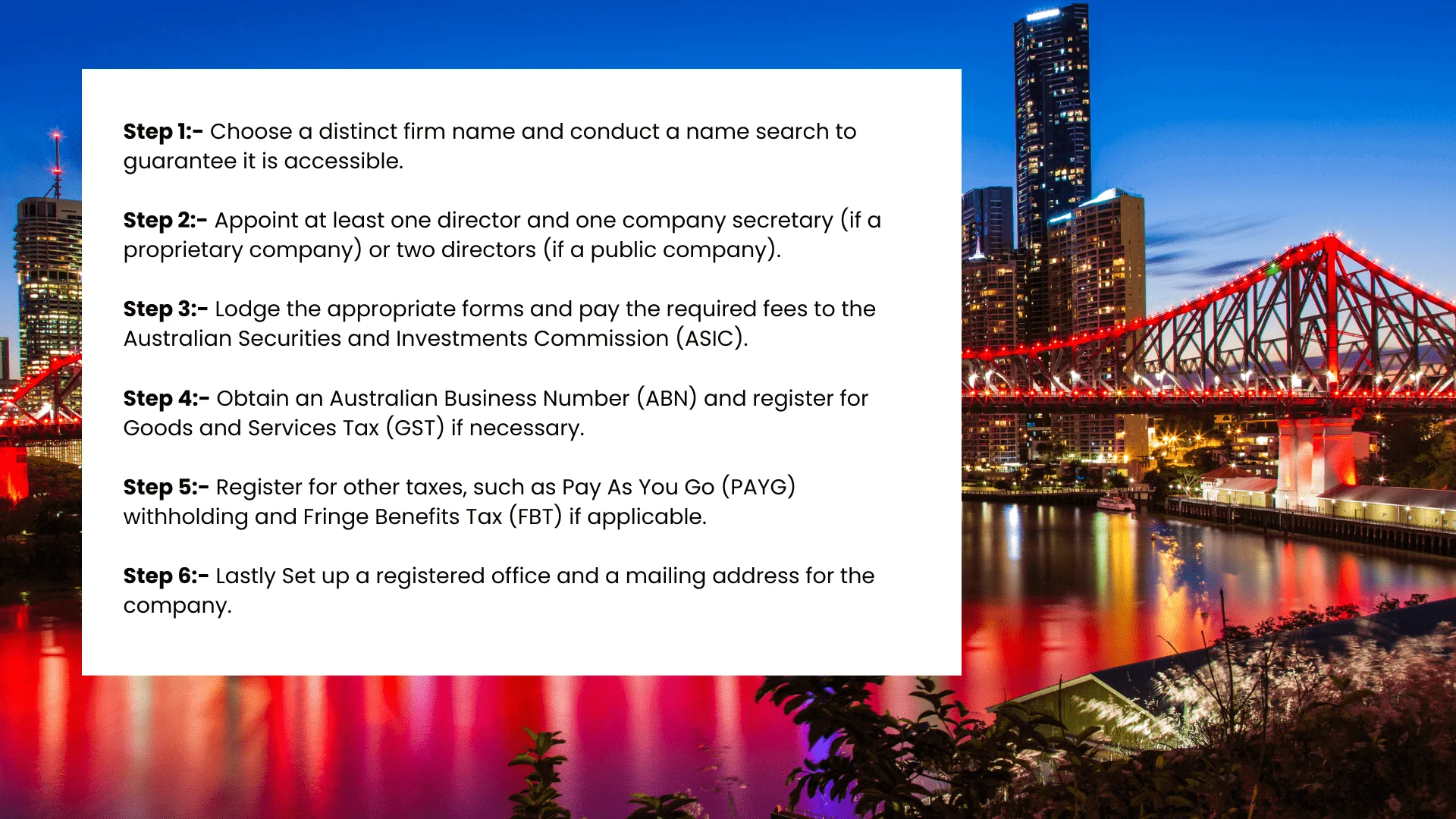 procedure for australia company registration