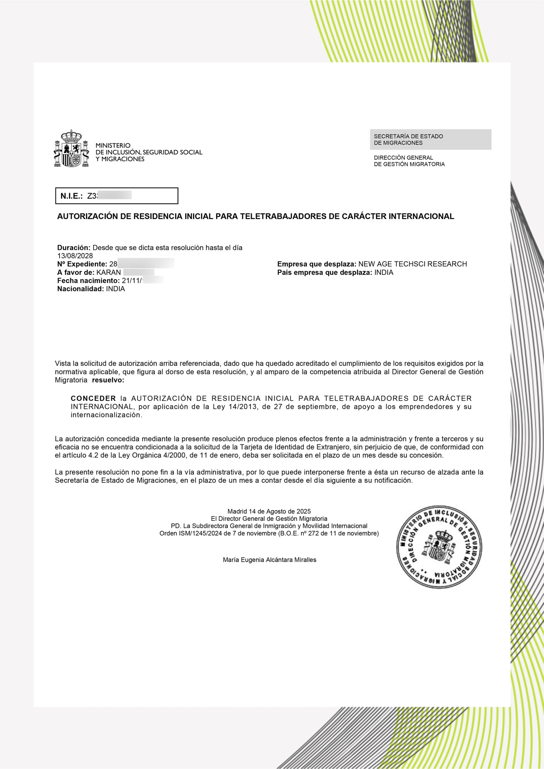 IDMP Spain residency for Indians