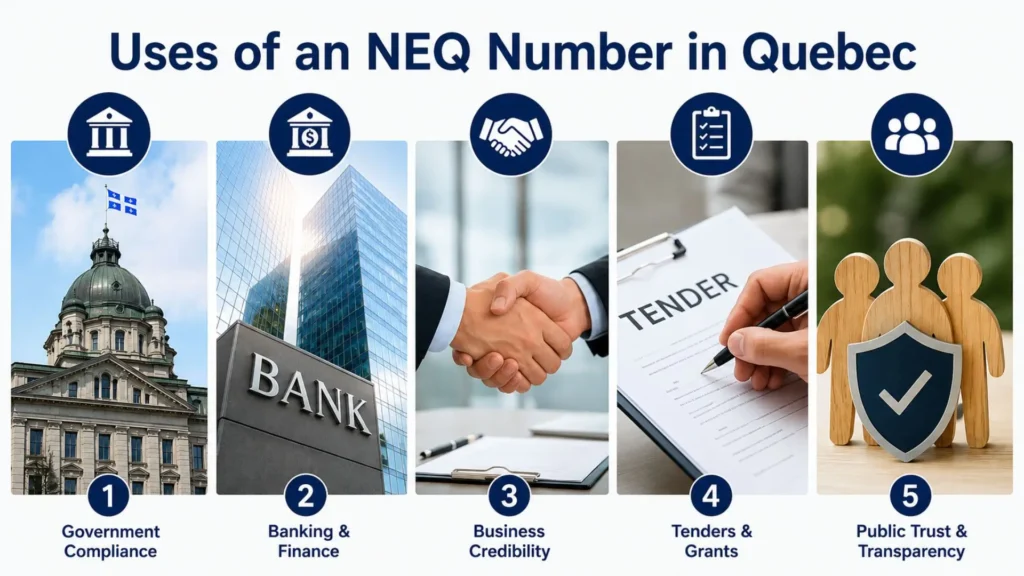 uses of an neq number in quebec