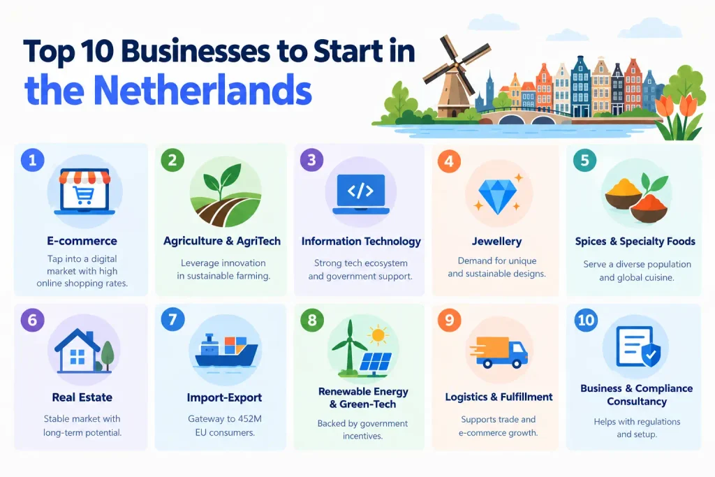 Top 10 businesses to start in the Netherlands